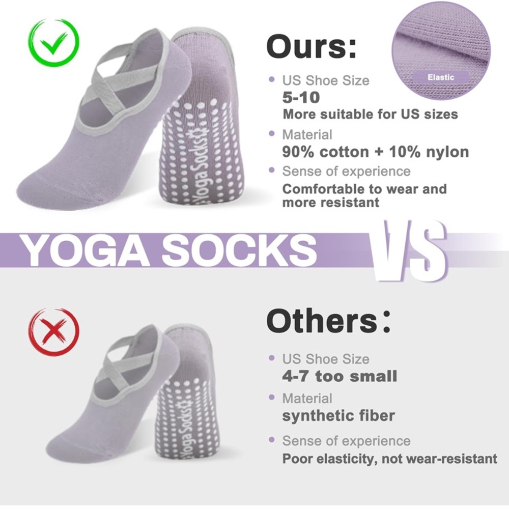 Non-Slip Yoga Socks - Pink, Purple, Black or Blue - Picture 4 of 8